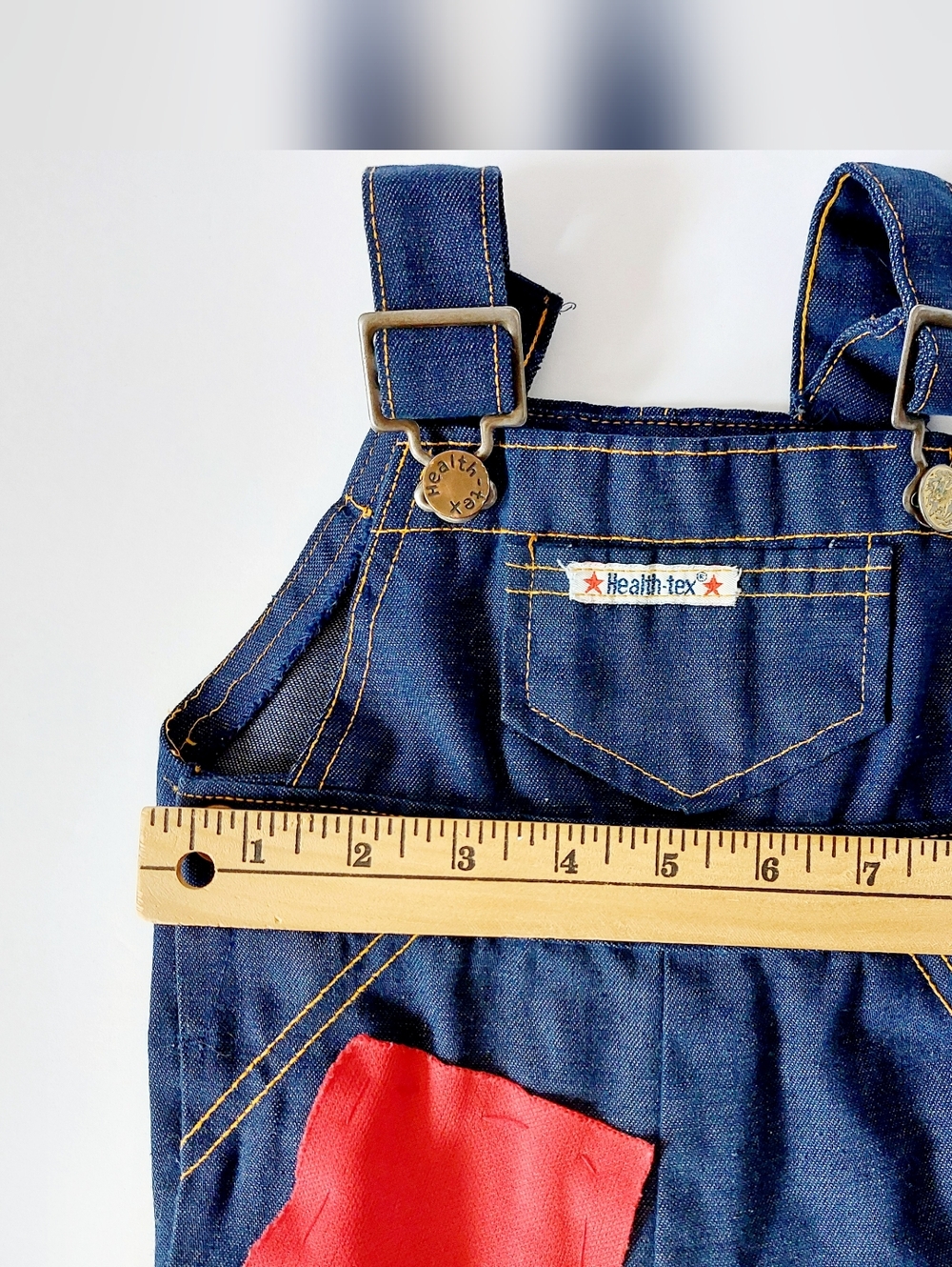 Vintage Denim Overalls with Patches Health-Tex 12m Autumn‎ Scarecrow Farm - Picture 6 of 7